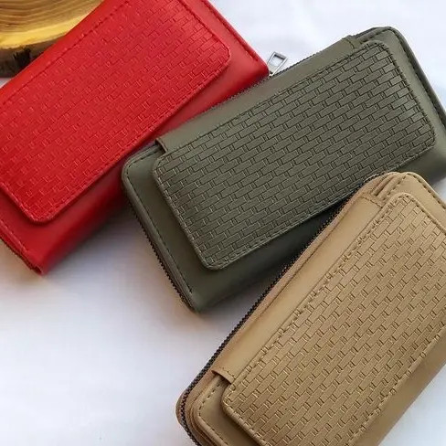 کیف پول زنانه آجری جاموبایلی دار